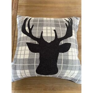 ELK MOOSE Christmas Throw Pillow  Winter Holiday Home Decor Cabin Woods 20" Sq